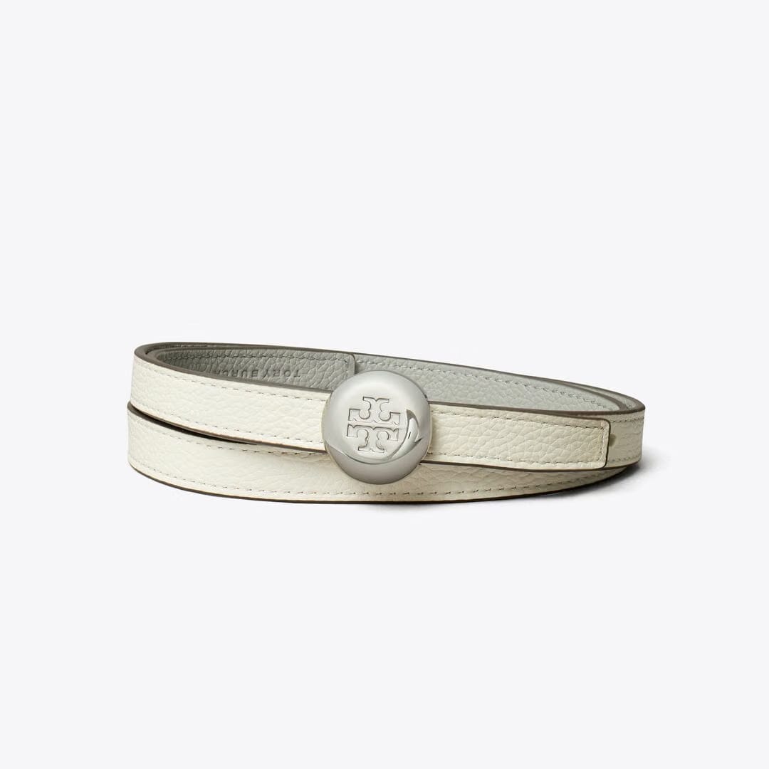 Tory Burch Romy Reversible Belt Warm White / Light Granite