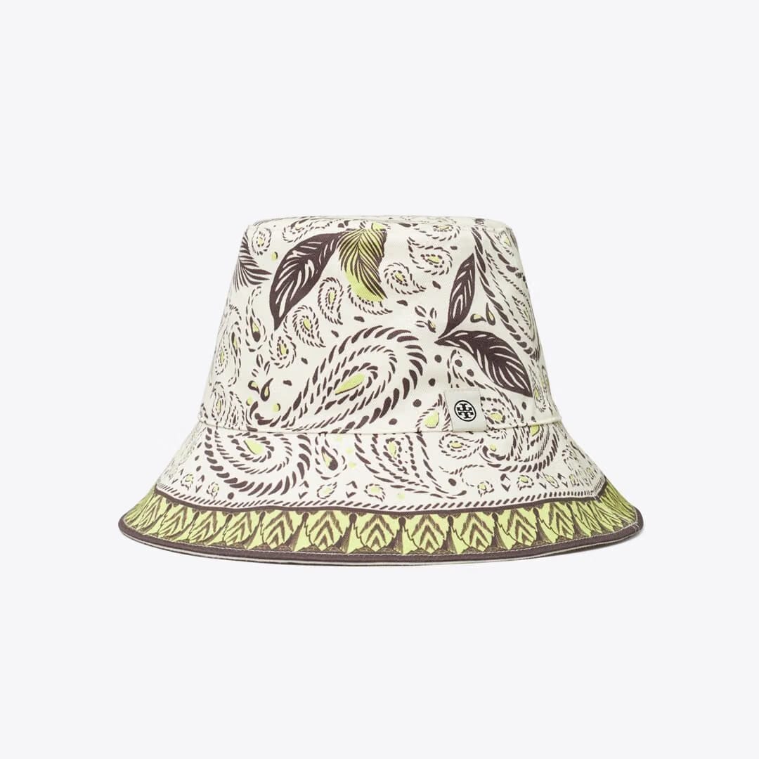 Tory Burch Cockatoo Printed Bucket Hat Mint Cockatoo