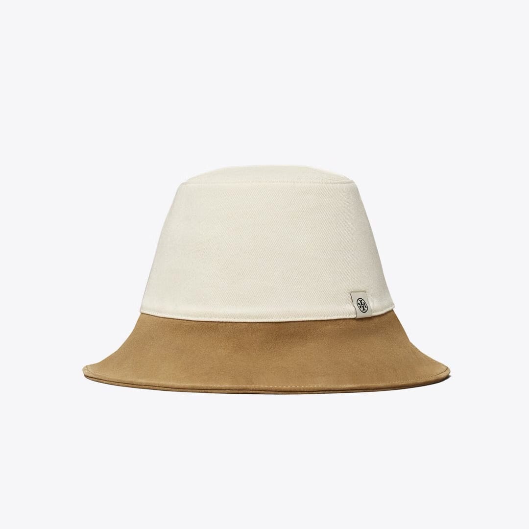 Tory Burch Colorblock Bucket Hat Beige