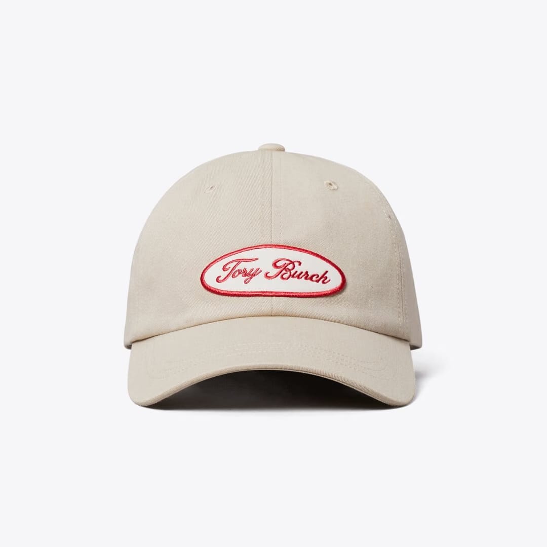 Tory Burch Logo Patch Baseball Cap Tan