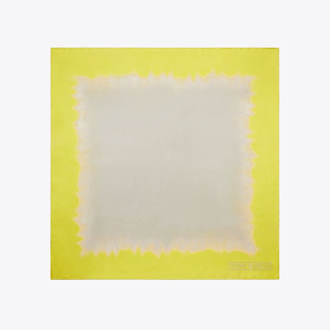 Tory Burch Tie - Dye Silk Square Scarf Khaki / Yellow