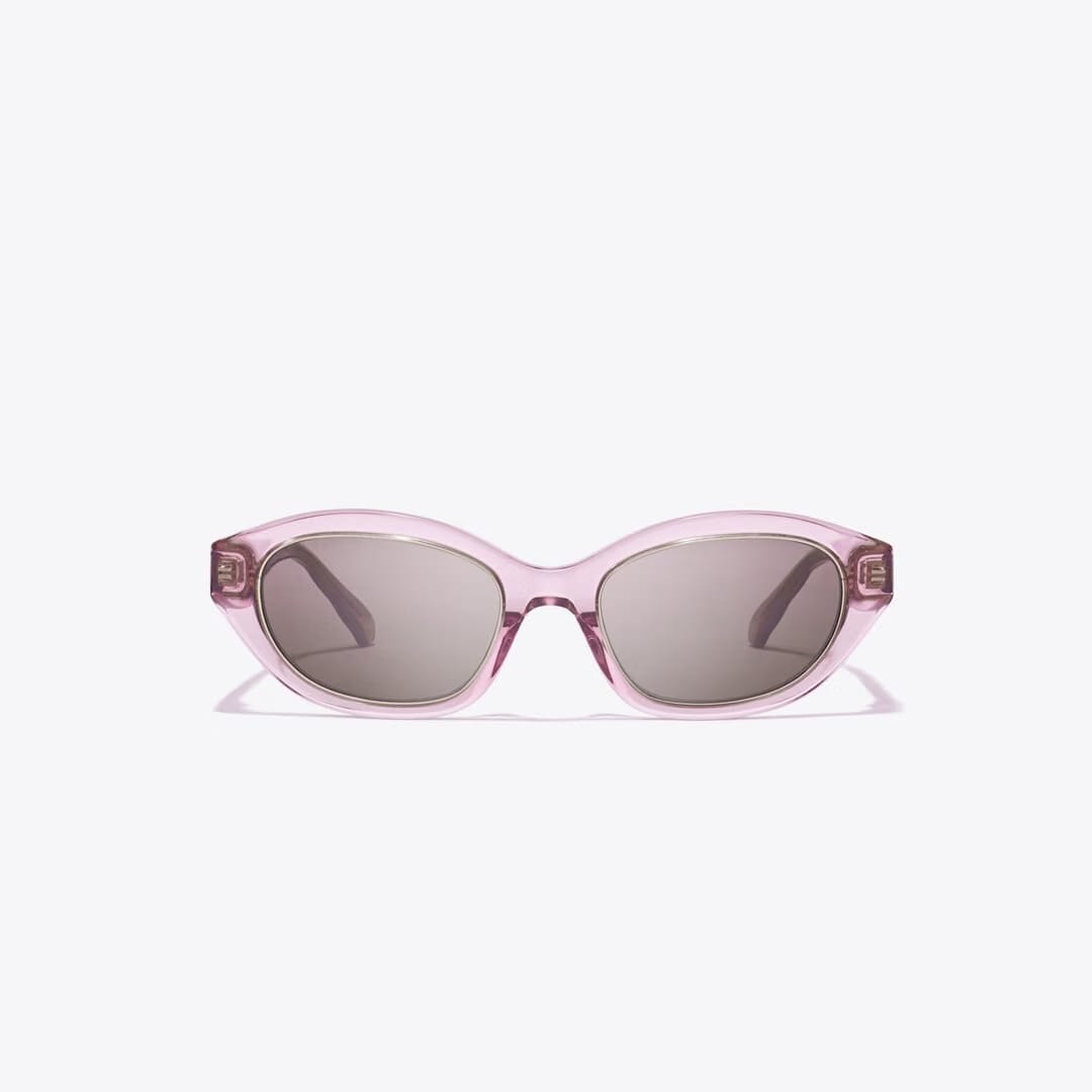 Tory Burch Kira Cat - Eye Sunglasses TRANSPARENT PINK/ DARK BROWN