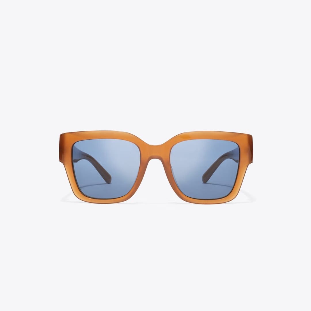 Tory Burch Miller Square Sunglasses AMBER BROWN/BLUE