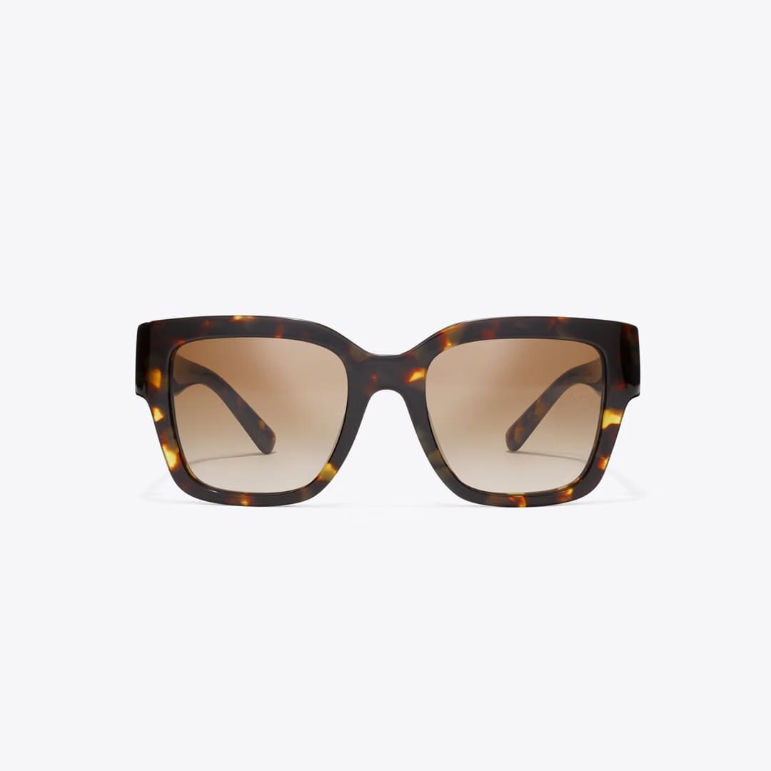 Tory Burch Miller Square Sunglasses DARK TORTOISE/ SOLID BROWN
