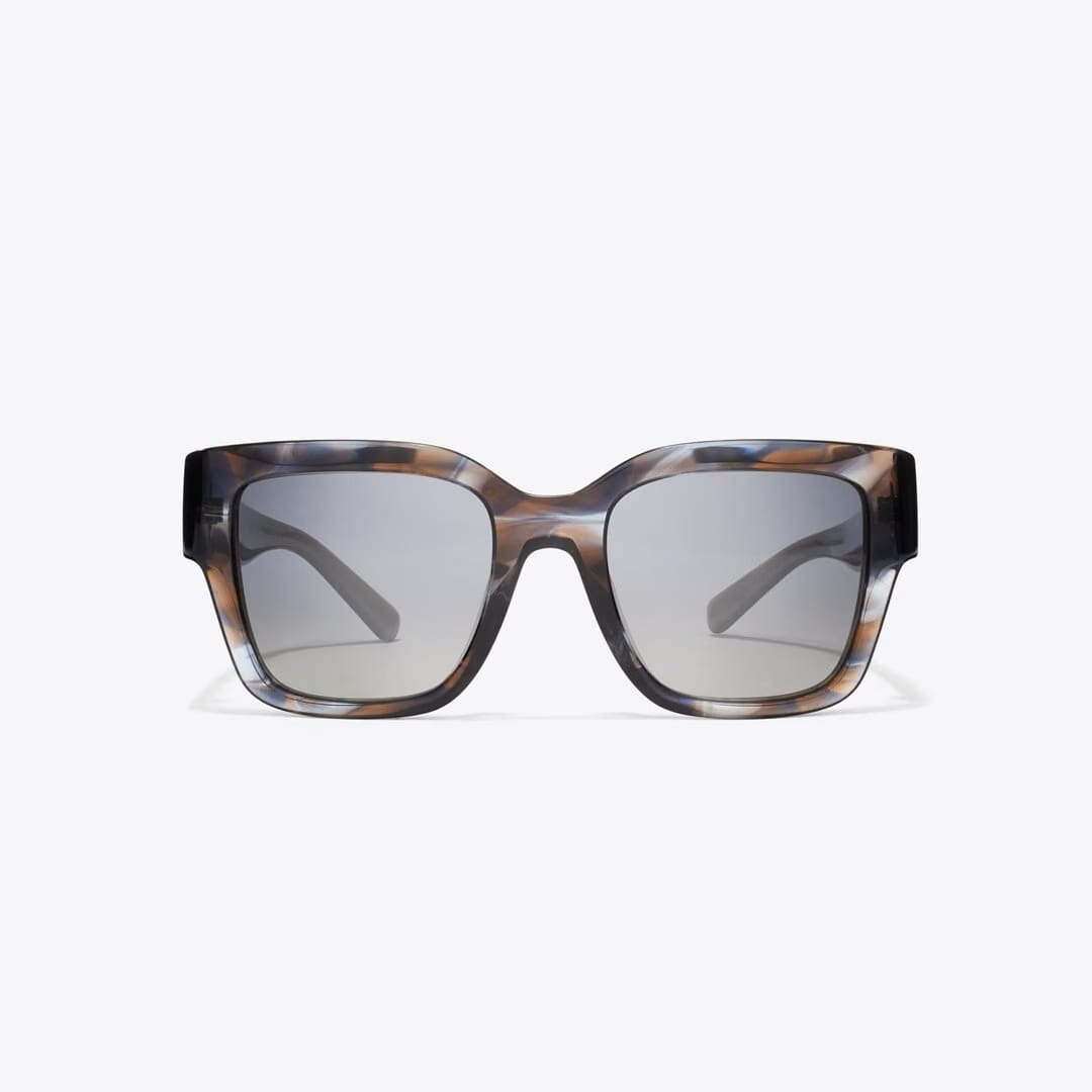 Tory Burch Miller Square Sunglasses BLUE SMOKE TORTOISE/POLAR GRAY GRADIENT