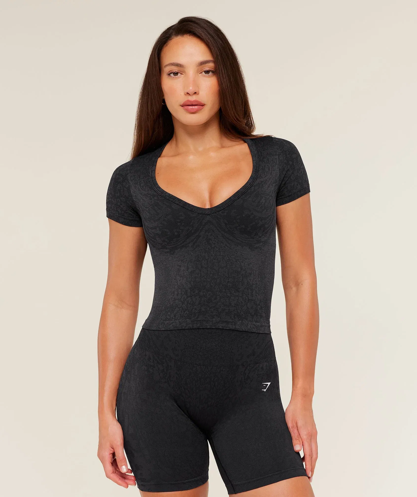 Women's Gymshark Adapt Animal x Whitney Short Sleeve Top Black