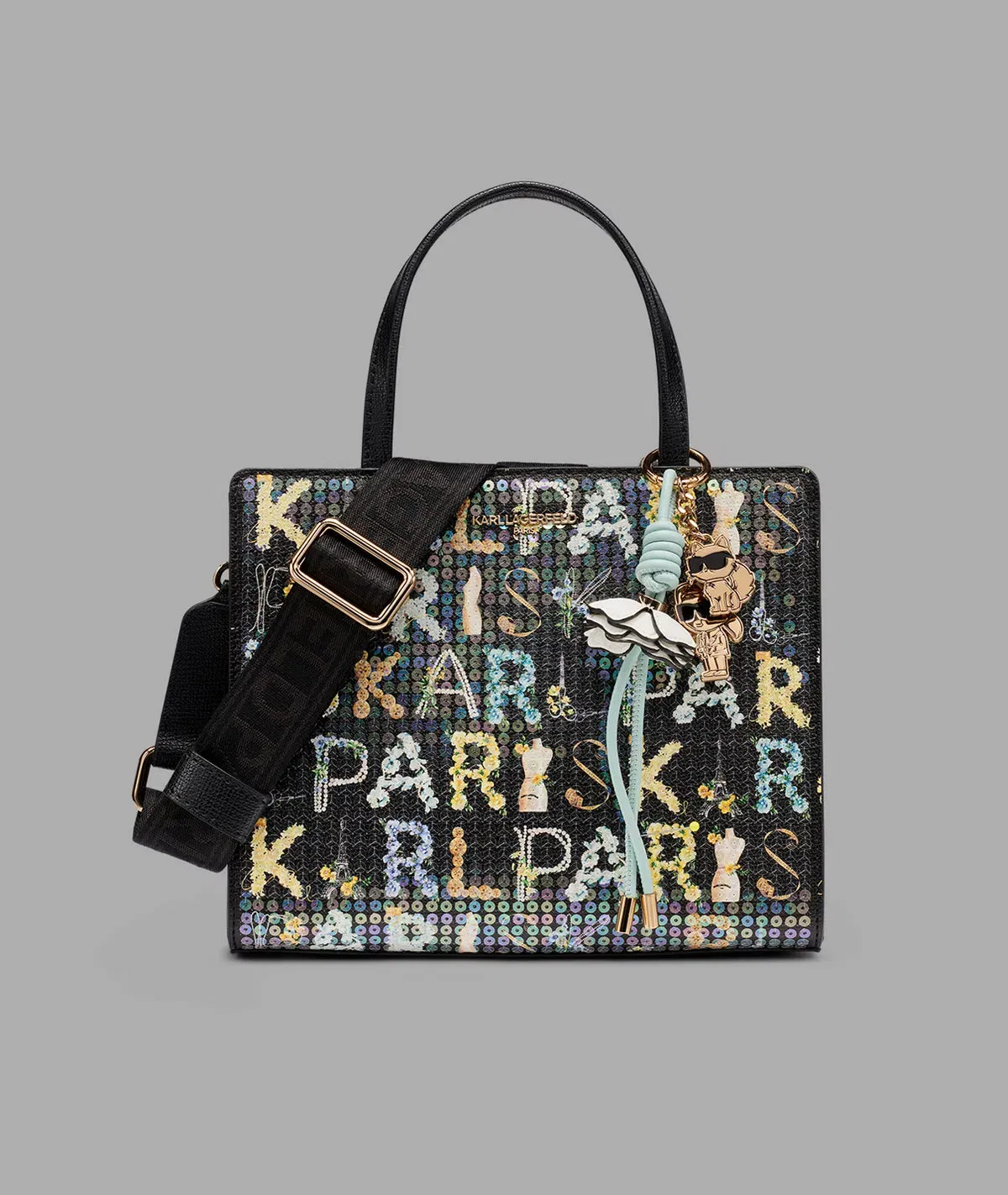 KarlLagerfeld Maybelle satchel with sequins black multi