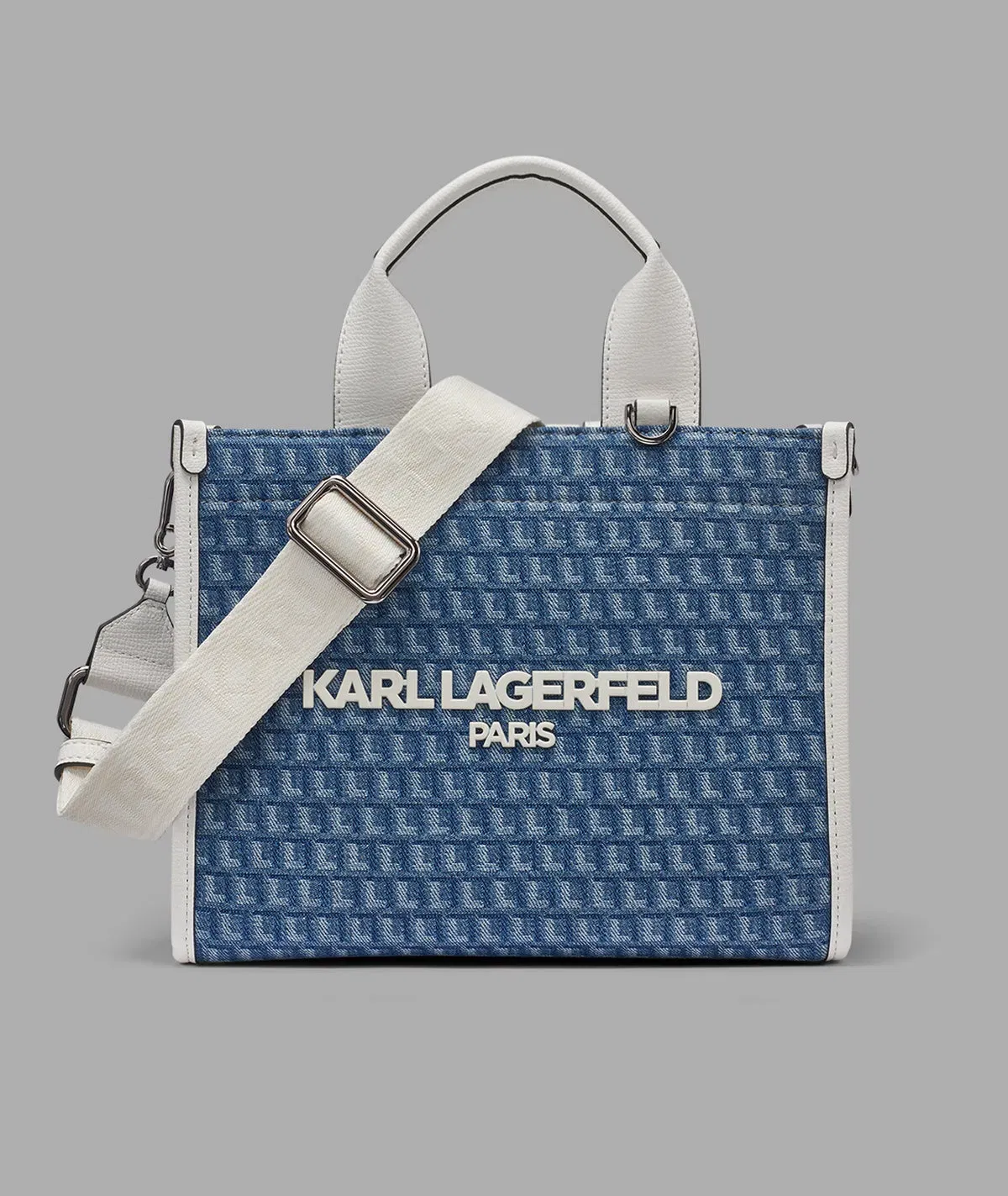 KarlLagerfeld Kristina small crossbody denim jaquard denim/white