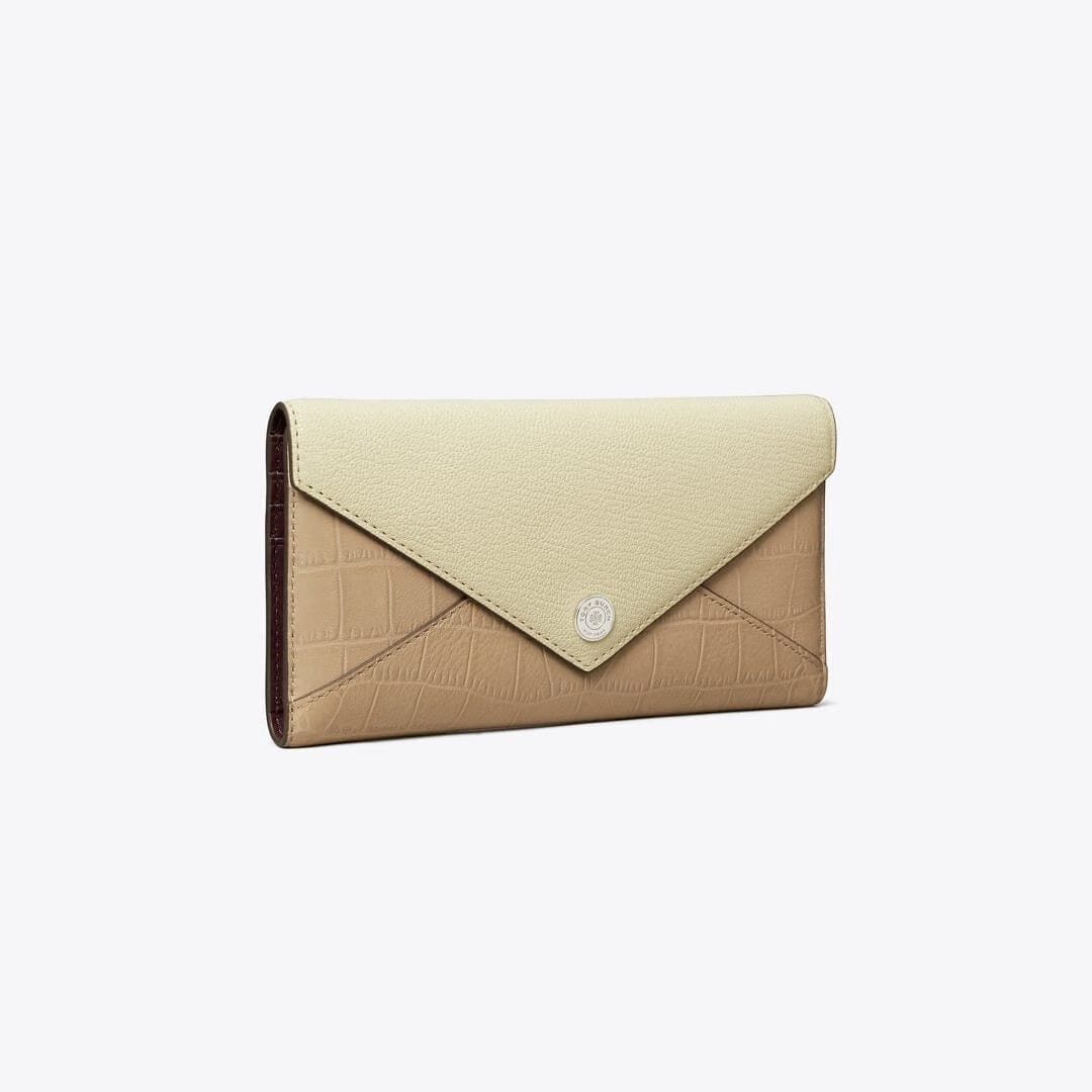 Tory Burch Long Colorblock Envelope Wallet Soft Custard Multi