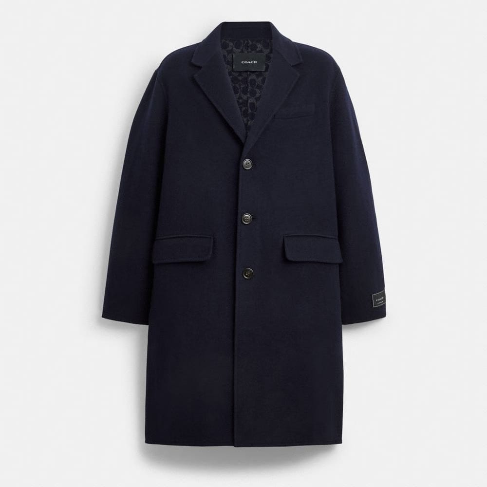 Coach Double Faced Wool Coat Navy Blue