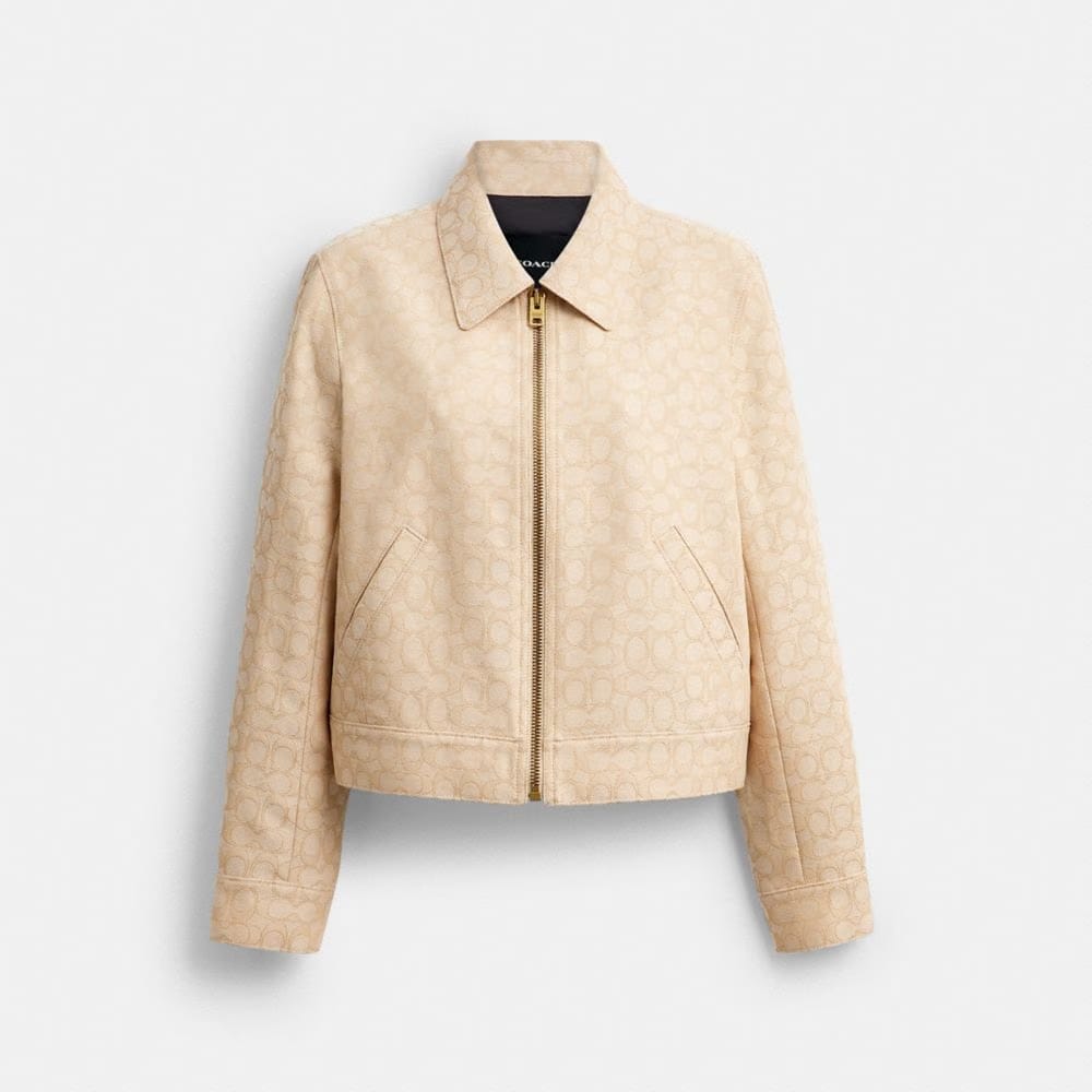 Coach Signature Zip Front Jacket Light Khaki