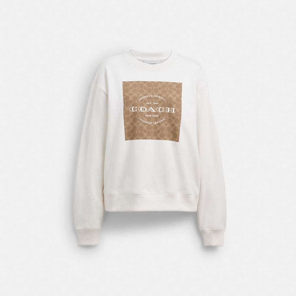 Coach Signature Square Crewneck Sweatshirt White