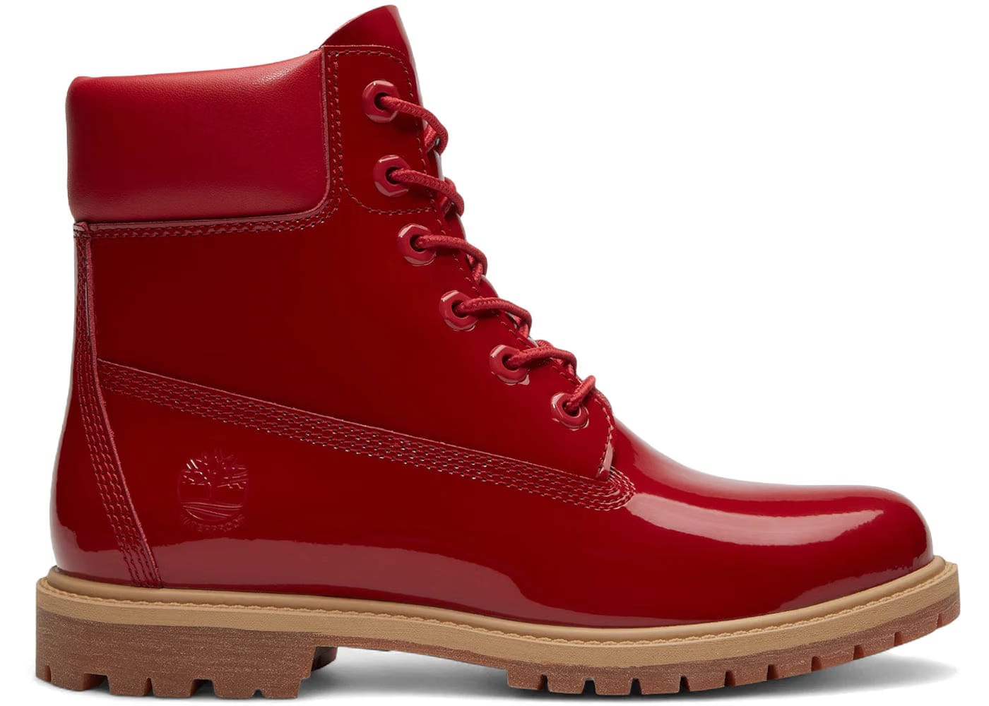 Timberland 6 Premium Waterproof Boot Patent Medium Red Womens
