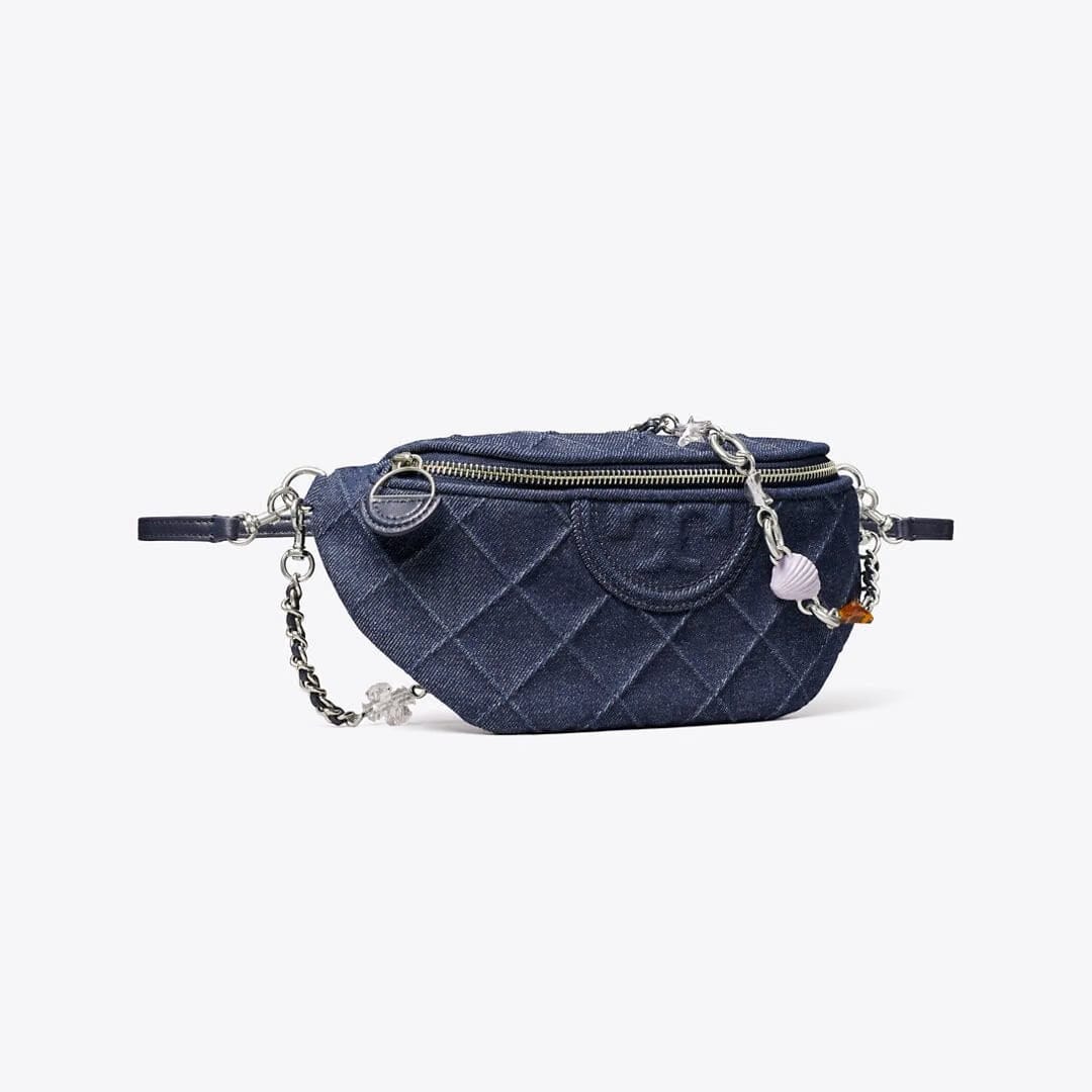 Tory Burch Fleming Denim Charm Belt Bag Blue