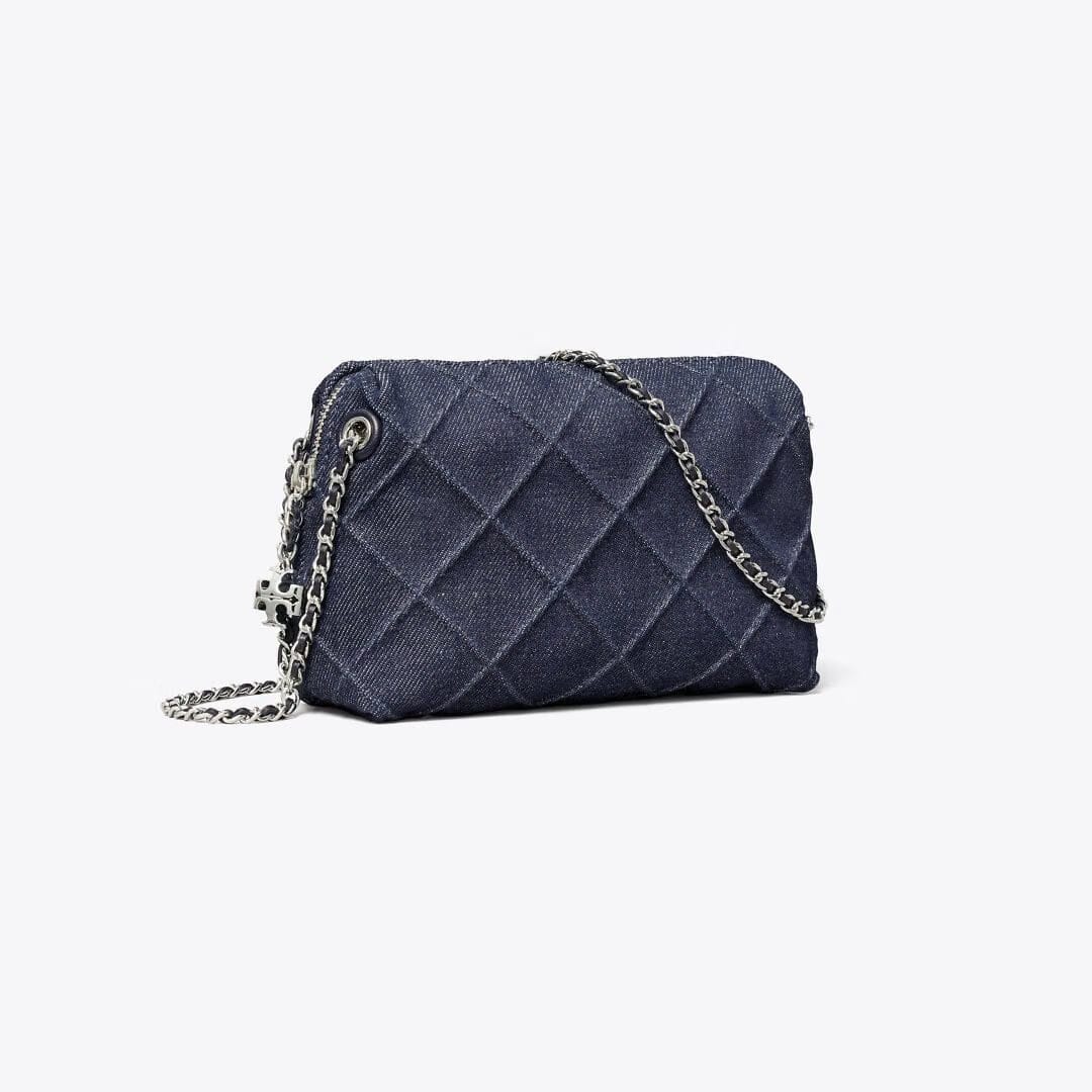 Tory Burch Fleming Denim Soft Crossbody Bag Blue