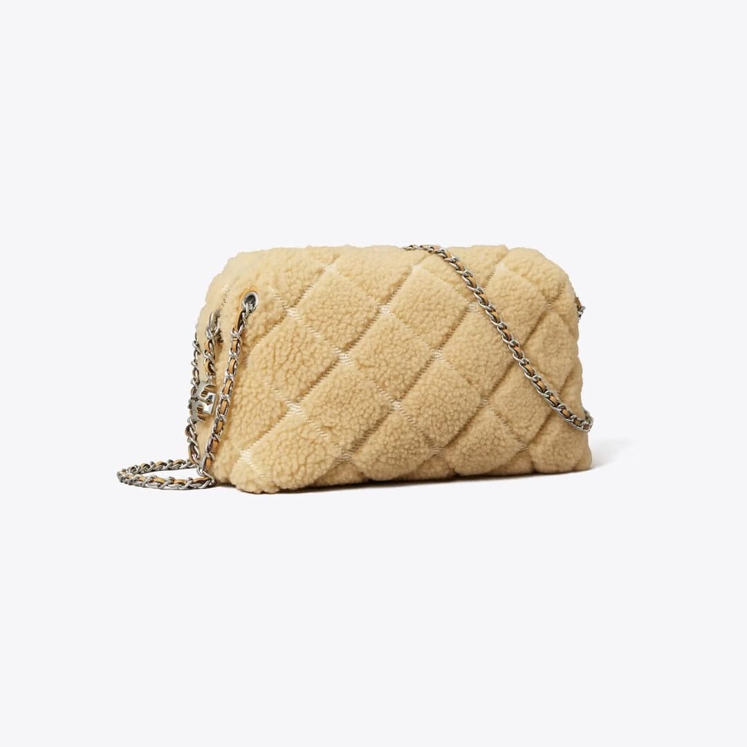 Tory Burch Fleming Soft Shearling Crossbody Bag Ivory