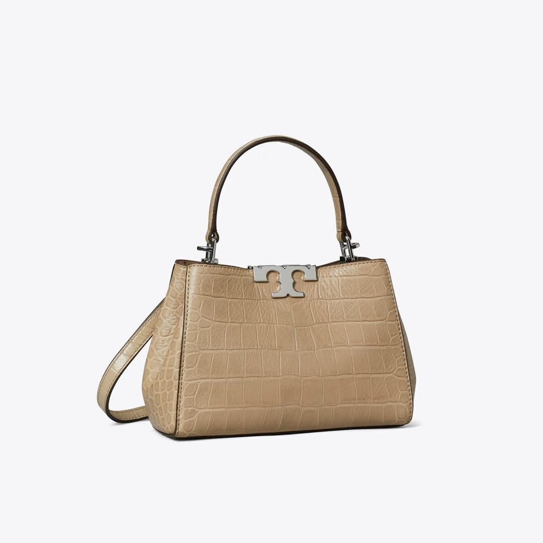 Tory Burch Mini Eleanor Soft Croc-Embossed Satchel Ginger Leaf