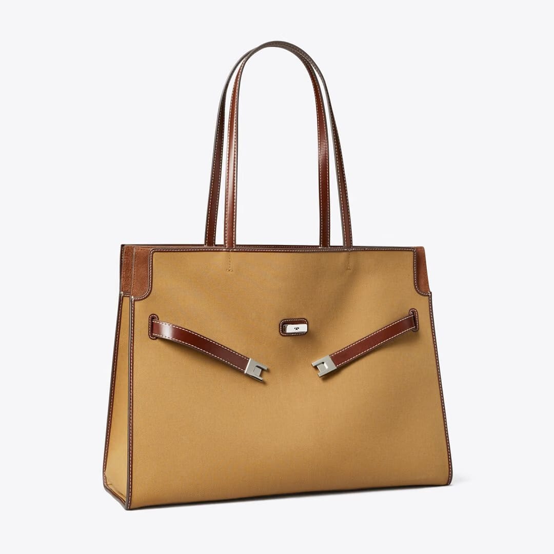 Tory Burch Lee Radziwill Canvas Tote Khaki