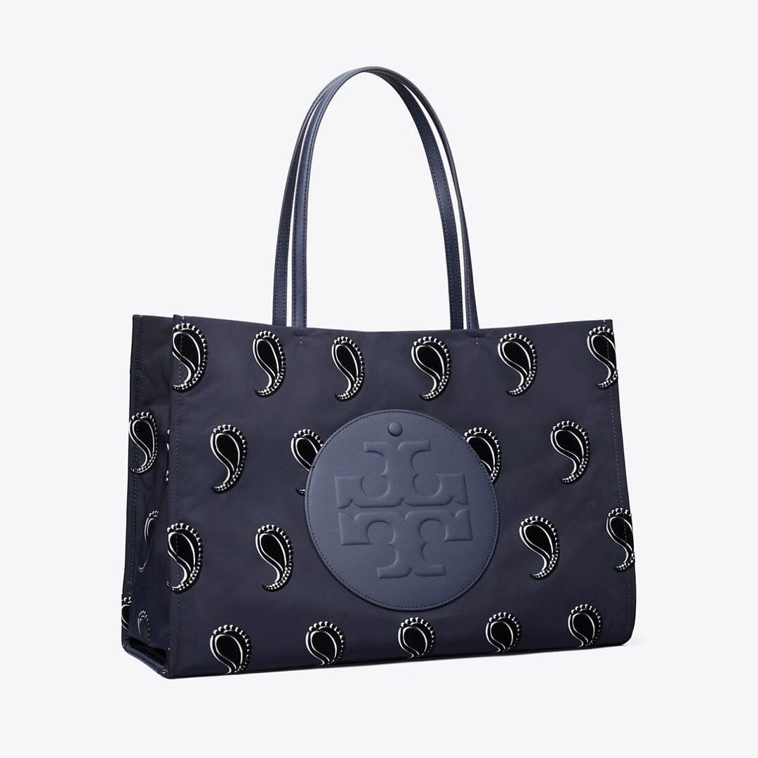 Tory Burch Ella Printed Tote Medium Navy Pajama Print
