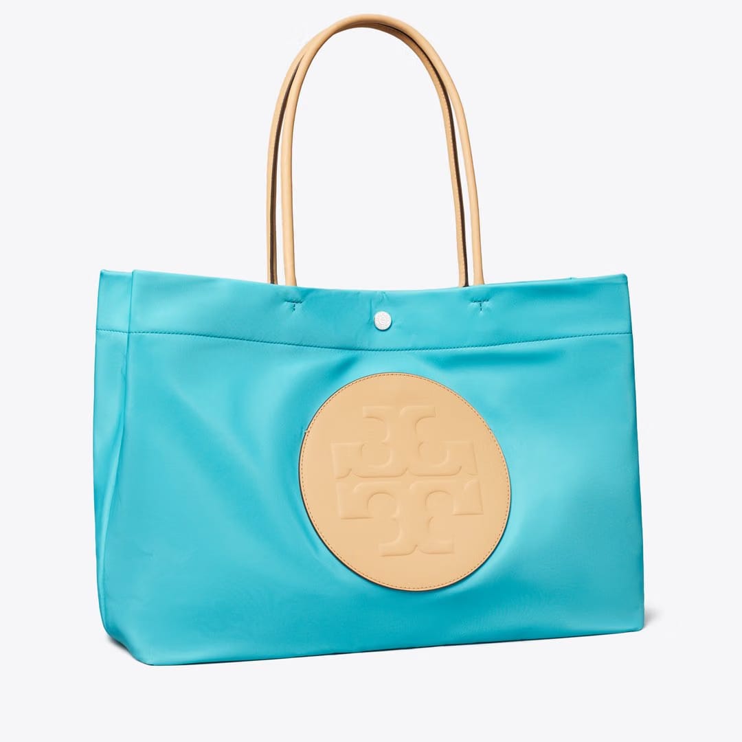 Tory Burch Ella Twist Reversible Tote Soft Turquoise