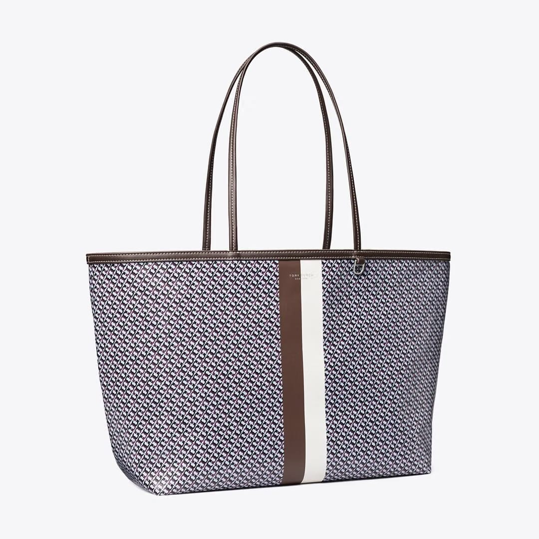 Tory Burch Racer Tote Blue Printed