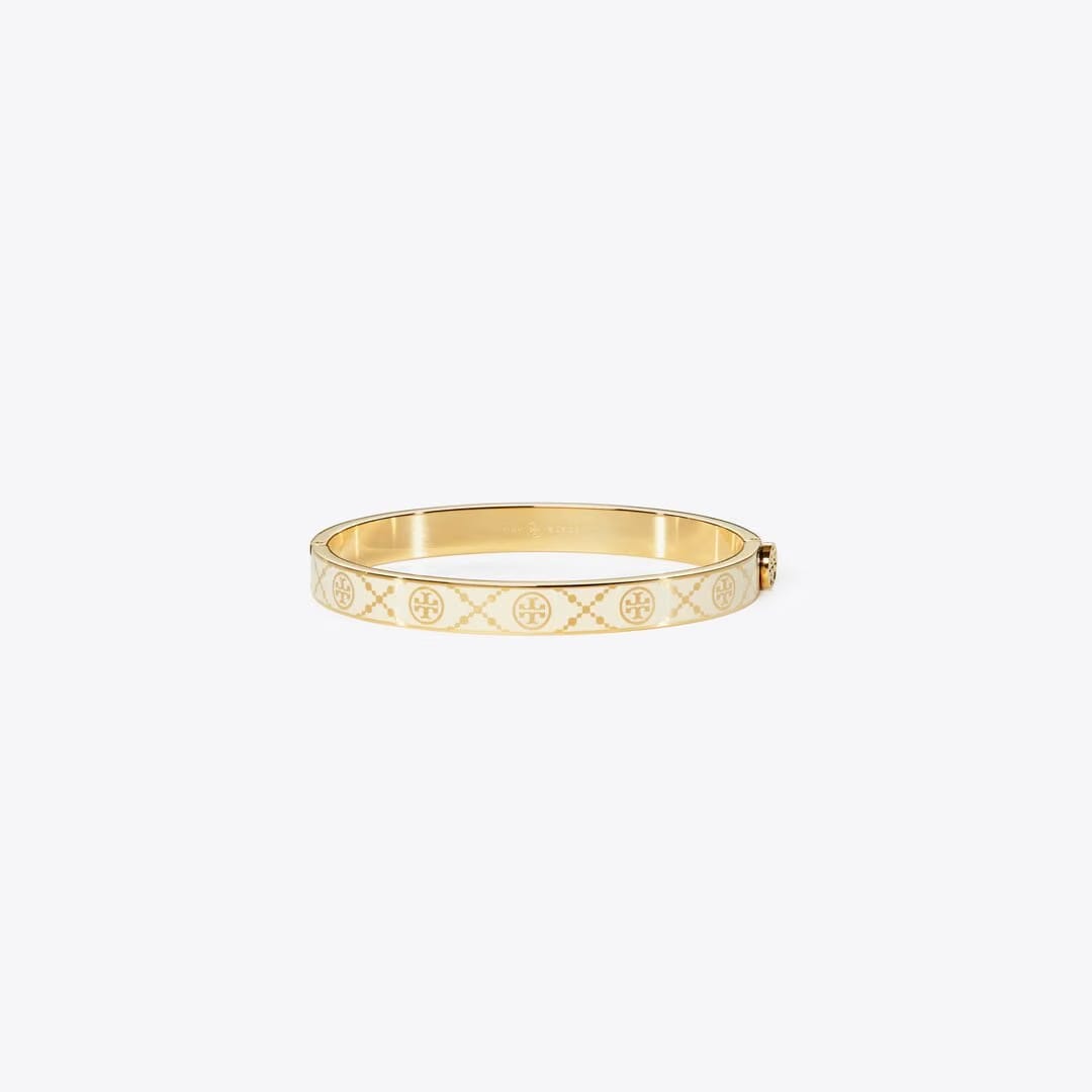 Tory Burch Icon T Monogram Hinge Bracelet Tory Gold / New Ivory