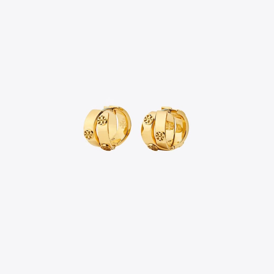 Tory Burch Icon Double Hoop Earrings Tory Gold
