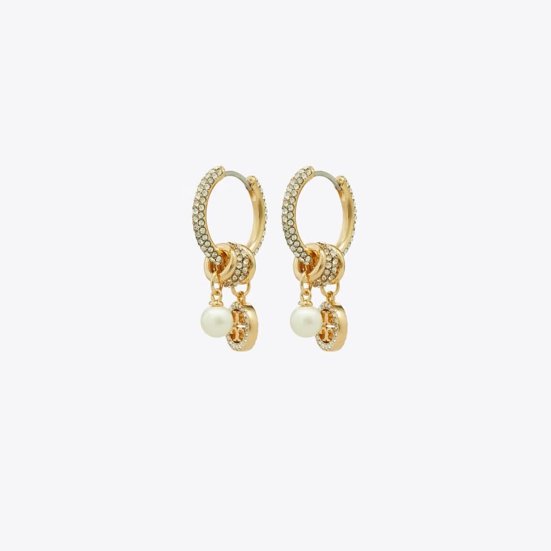 Tory Burch Icon Pav Charm Earrings Tory Gold / Crystal / Pearl
