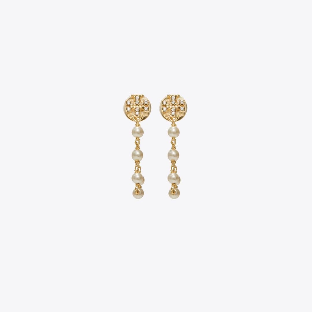 Tory Burch Moondance Pearl and Chain Earrings Tory Gold / Pearl / Crystal