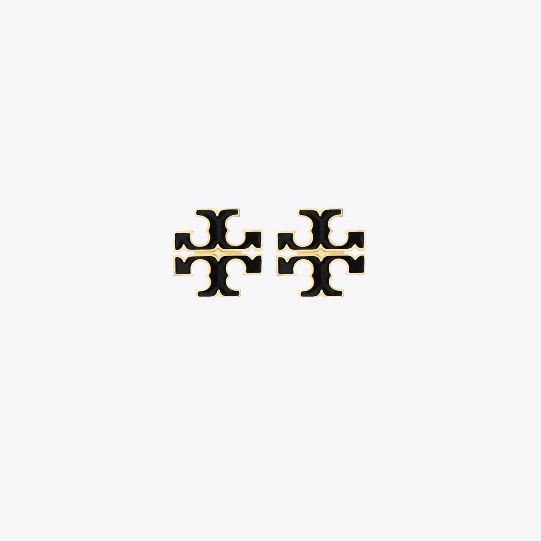 Tory Burch Small Icon Enamel Stud Earrings Black