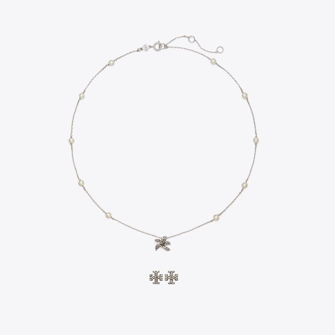 Tory Burch Moondance Pendant and Earrings Gift Set Tory Silver / Pearl