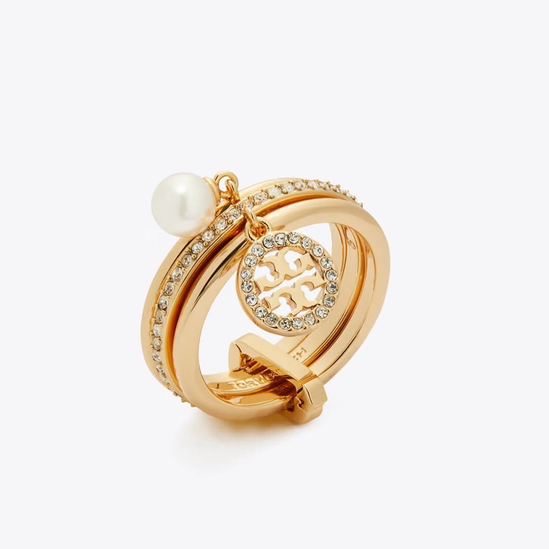 Tory Burch Icon Pav Charm Ring Tory Gold / Crystal / Pearl