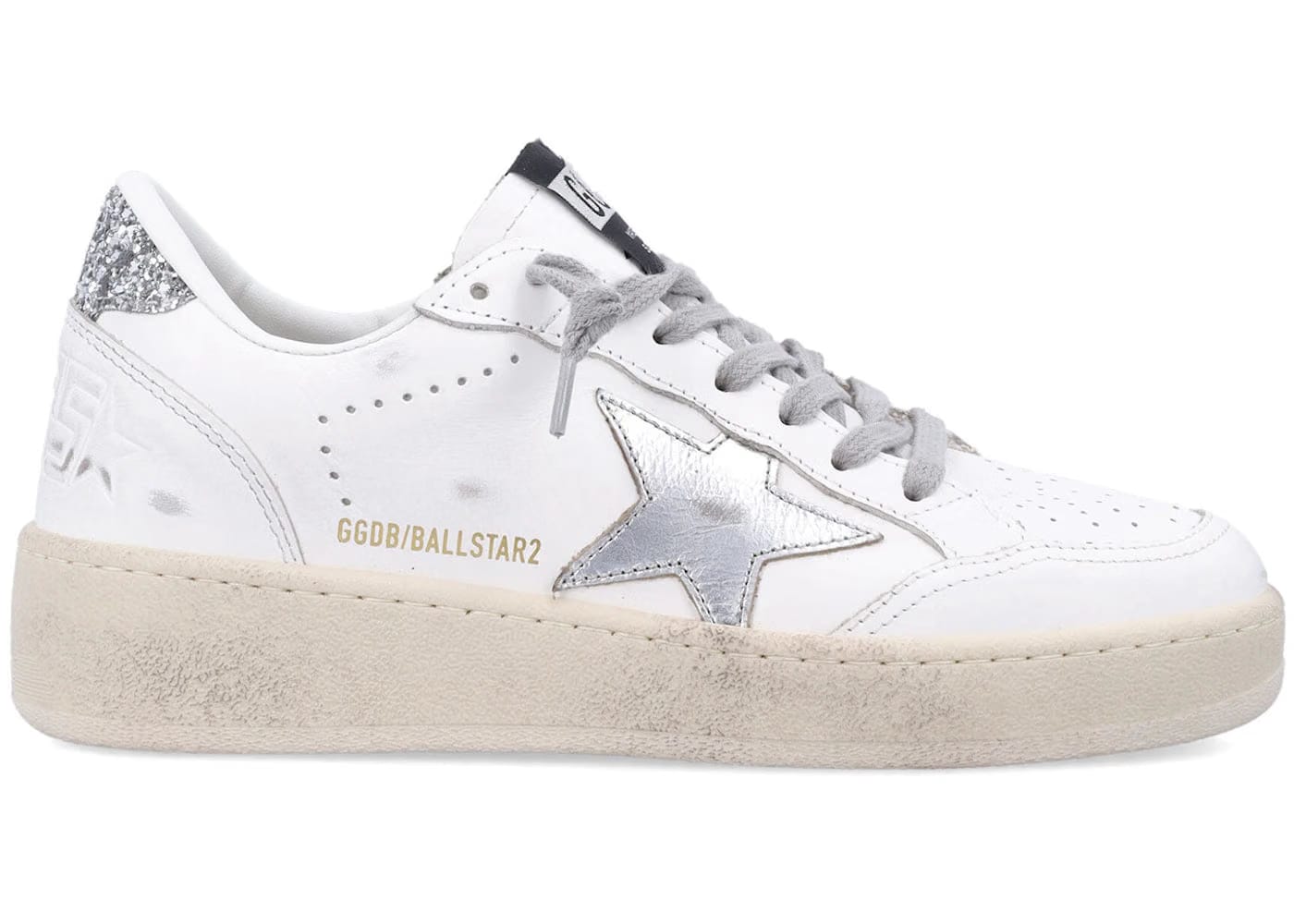 Golden Goose Ball Star 2 Deluxe White Silver Womens