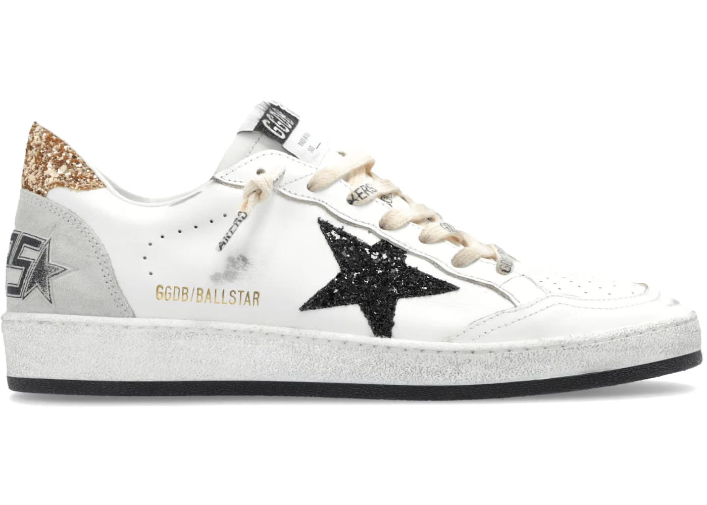 Golden Goose Ball Star White Black Gold Ice Womens