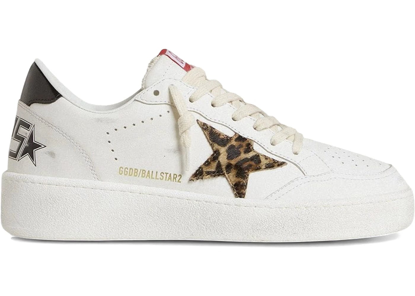 Golden Goose Ball Star White Leopard Pony Star Womens