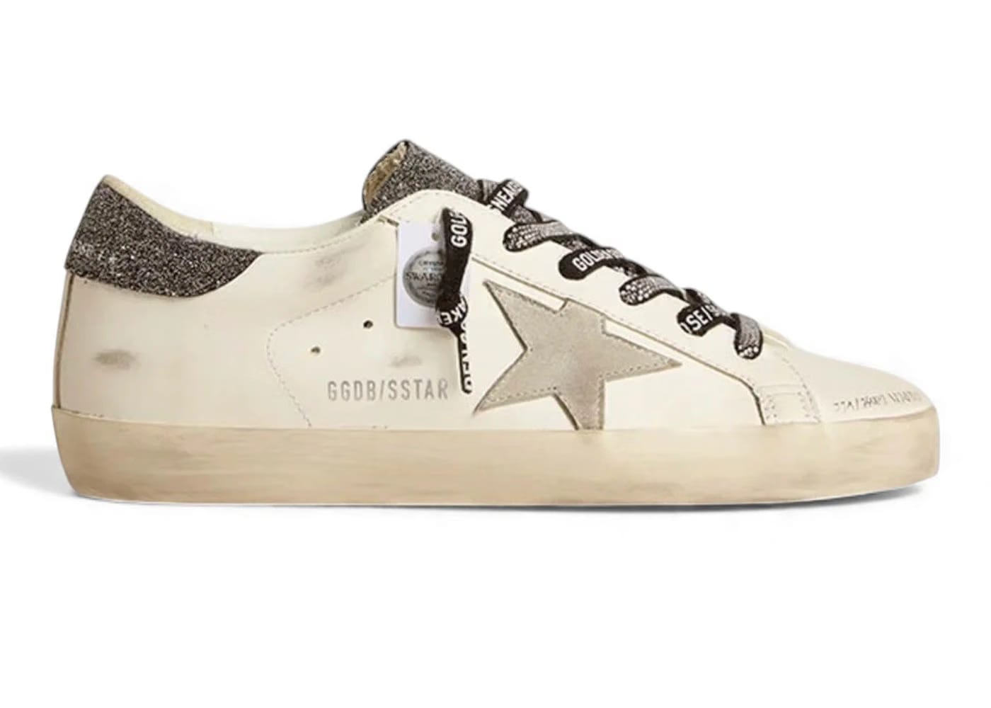 Golden Goose Super-Star Swarovski White Grey Black Womens