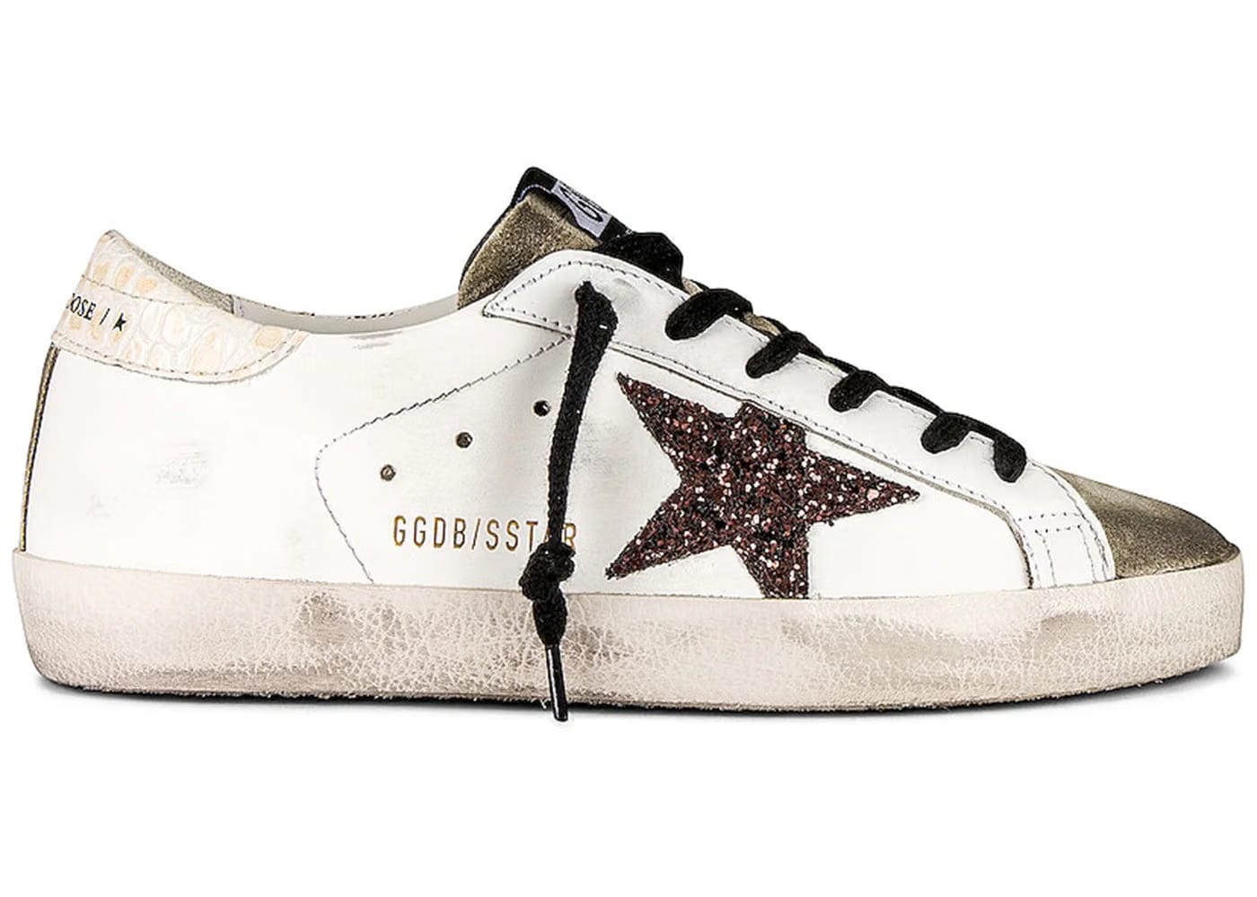 Golden Goose Super-Star White Coffee Brown Glitter Womens
