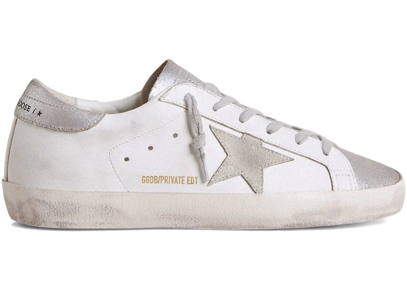 Golden Goose Super-Star White Gray Silver Glitter Womens