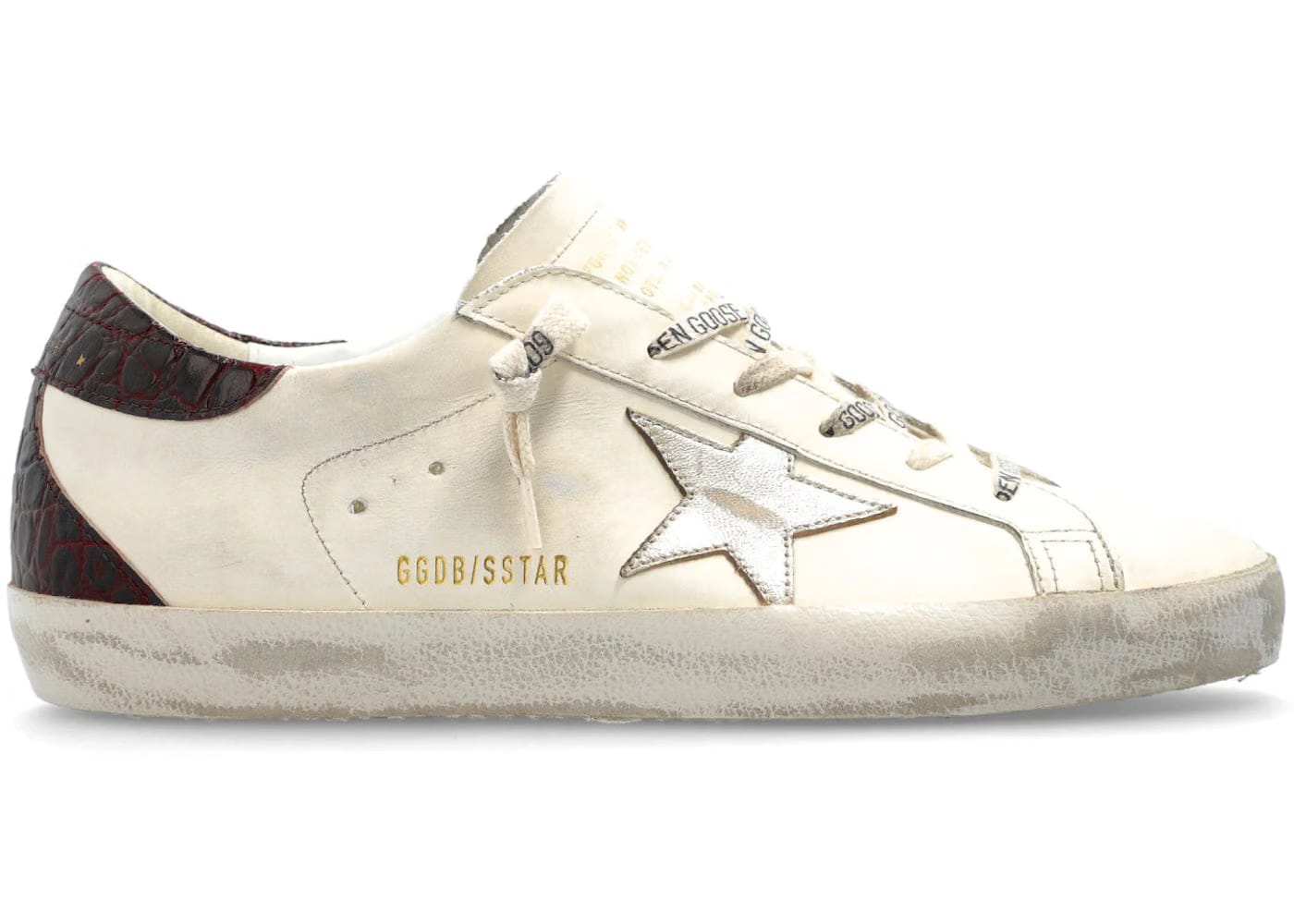 Golden Goose Super-Star White Platinum Burgundy Womens