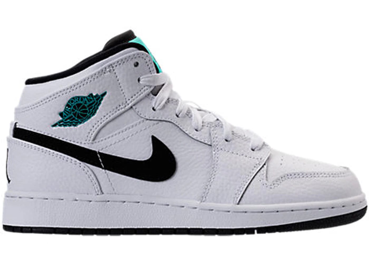 Jordan 1 Retro Mid White Black Hyper Jade Gs