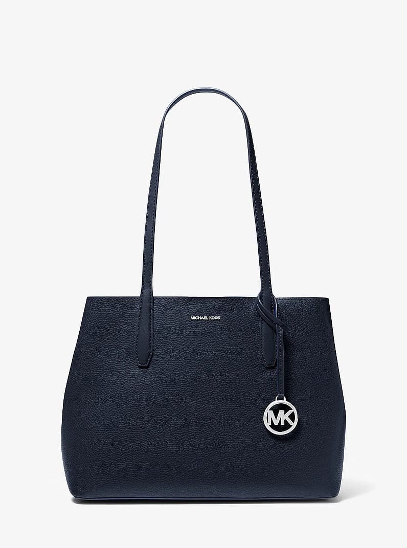 Michael Kors Avalon Medium Pebbled Leather Tote Bag Navy