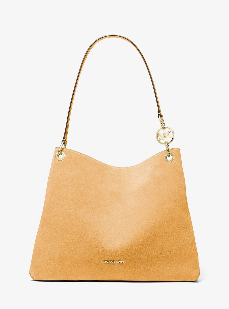 Michael Kors Christina Large Suede Shoulder Bag Honeywheat