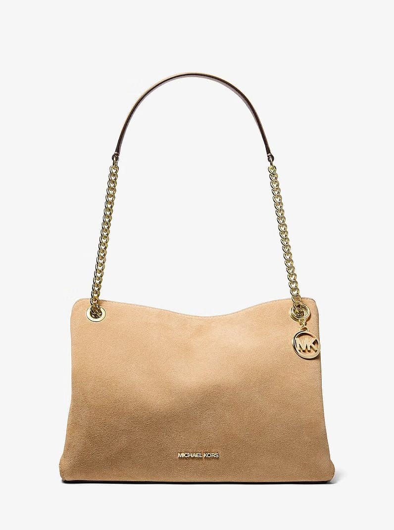 Michael Kors Christina Medium Suede Messenger Bag Camel