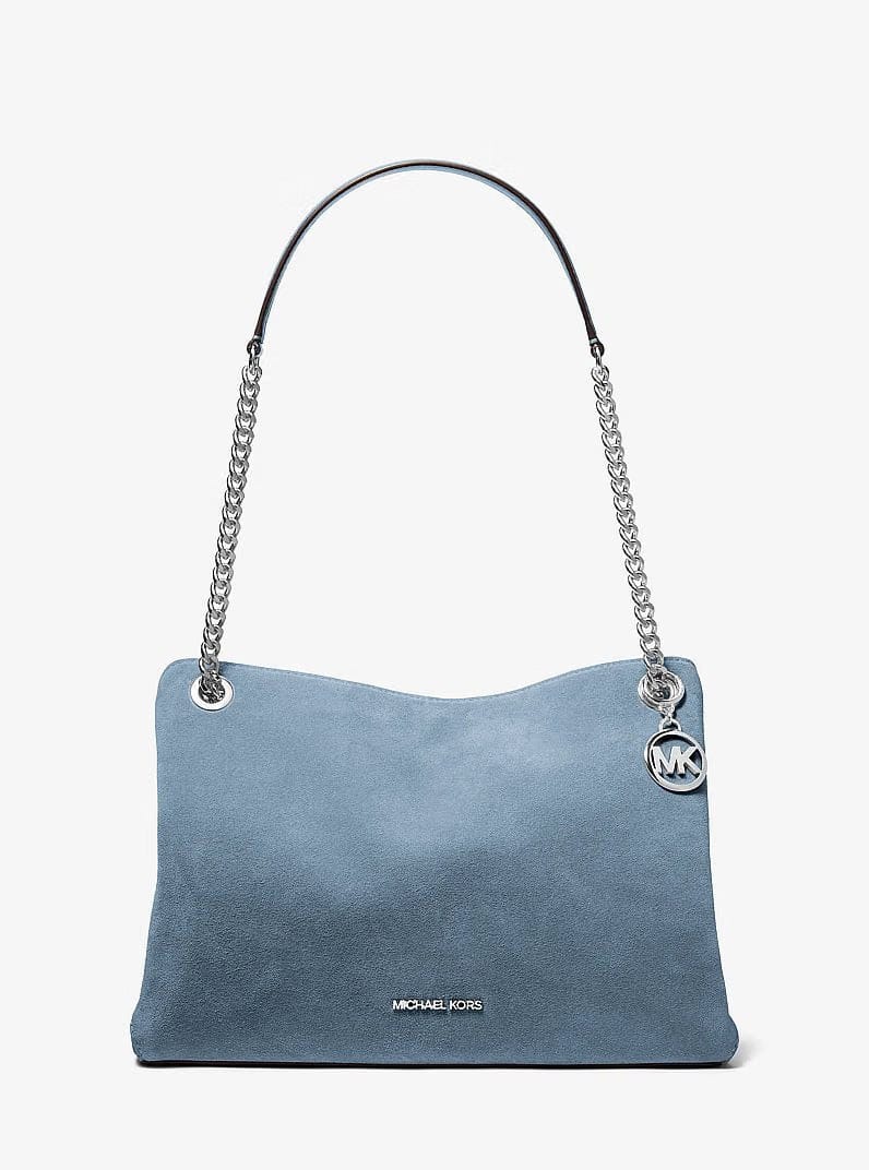 Michael Kors Christina Medium Suede Messenger Bag Denim