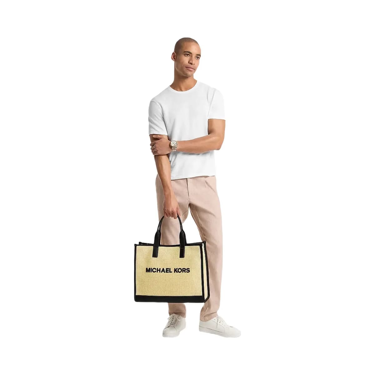 Michael Kors Cooper Medium Hand - Crocheted Tote Bag Natural
