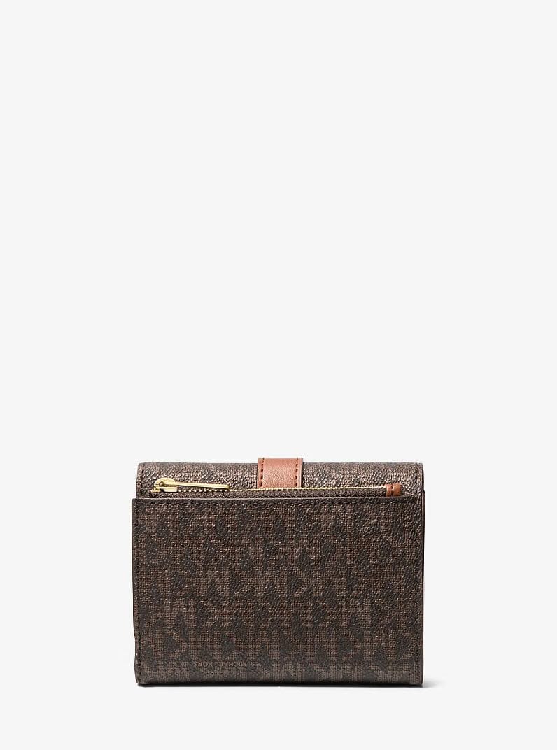 Michael Kors Greenwich Medium Signature Logo Trifold Wallet Brown