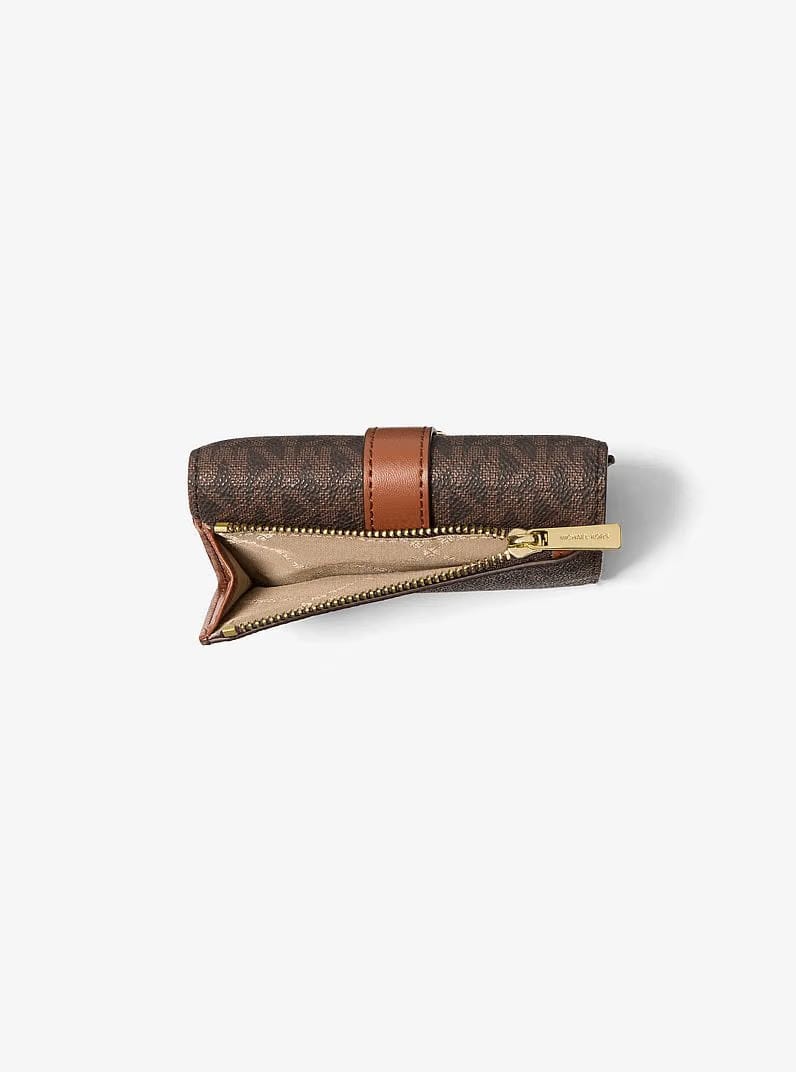 Michael Kors Greenwich Medium Signature Logo Trifold Wallet Brown