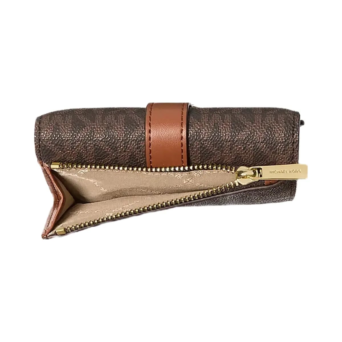 Michael Kors Greenwich Medium Signature Logo Trifold Wallet Brown