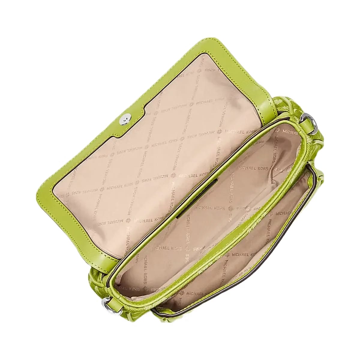 Michael Kors Jet Set Travel Small Logo Jacquard Denim Crossbody Bag With Pouch Lime