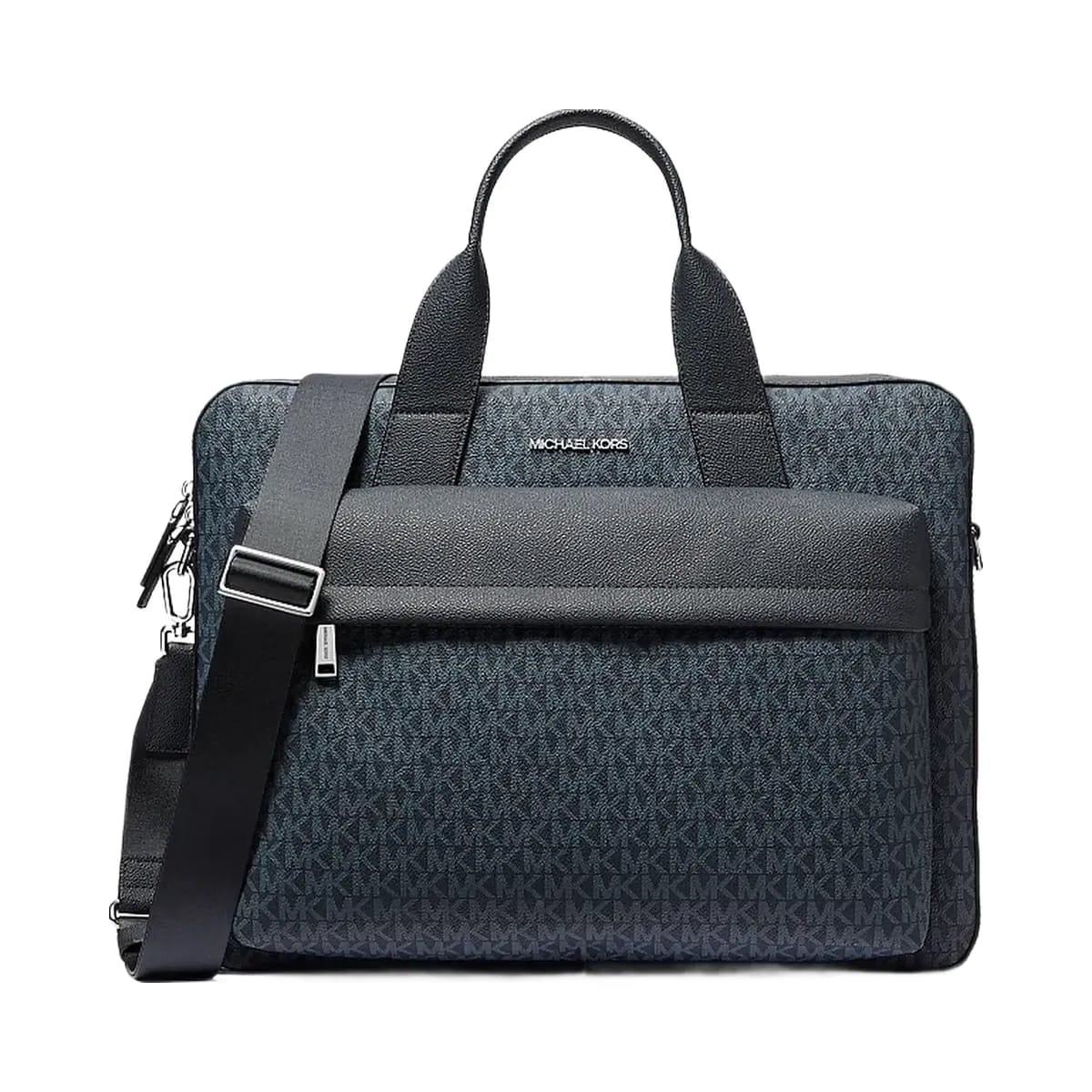 Michael Kors Pacey Medium Signature Logo Pocket Briefcase Admrl - Plblue